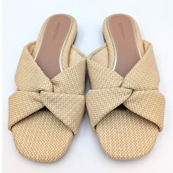 Nordstrom Cerise Faux Leather Weave Slide Sandal Women's Beige Size US6.5 - Picture 3 of 9